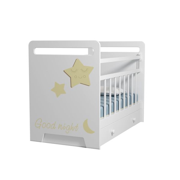 Кровать детская Good Night Star маятник с ящиком  (белый) ( 1200х600) (Вид 1)