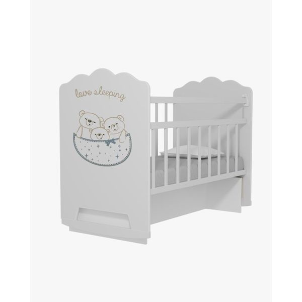 Кровать детская Love Sleeping маятник с ящиком  (белый) (1200х600) (Вид 2)