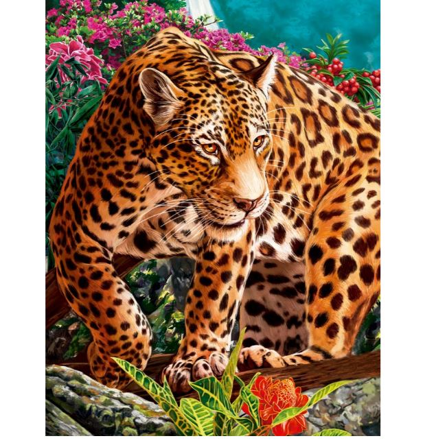 Алм.моз.квадр.30x40(класс.) (32 цв) Любопытные леопард в джунглях. ( Арт. FW-022)