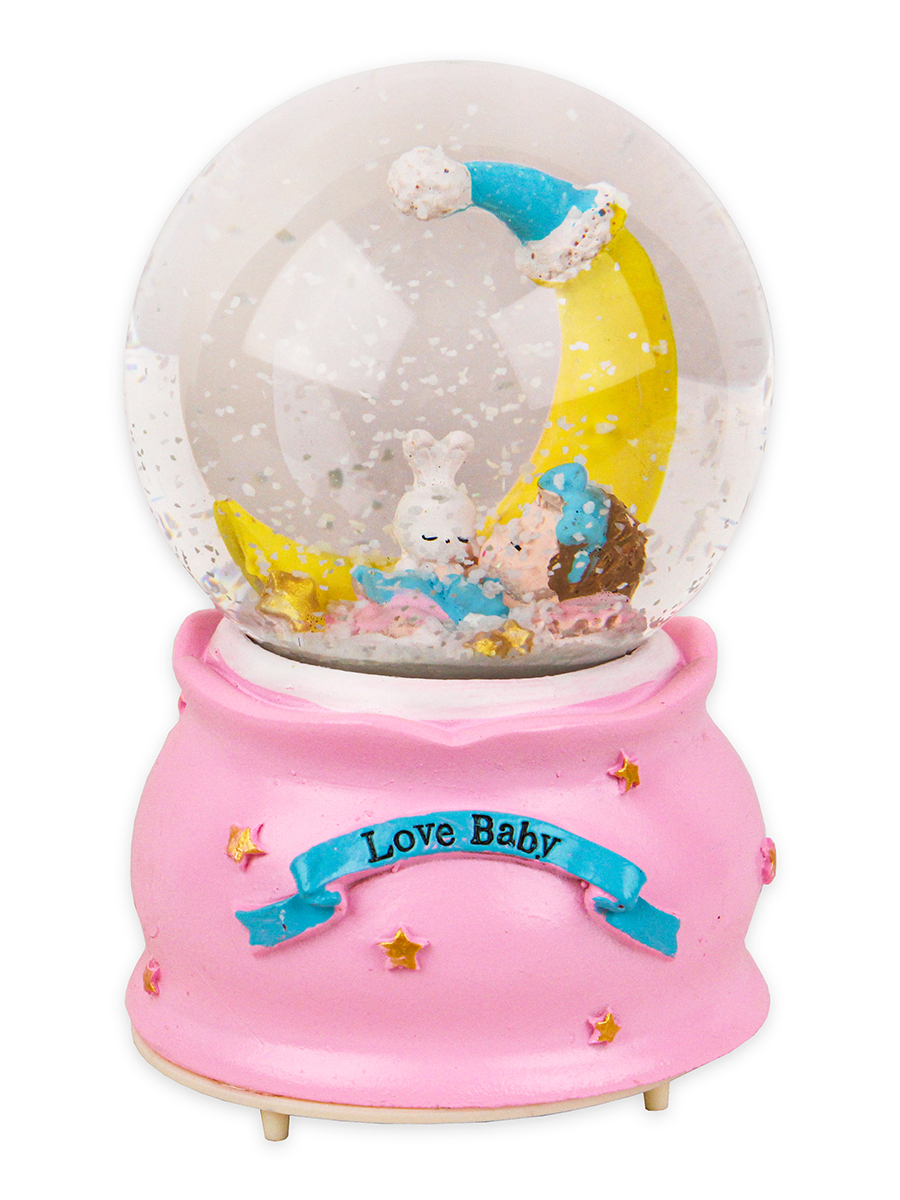 Сувенир музыкальный водяной шар  Милая малышка,голубой Т-4887