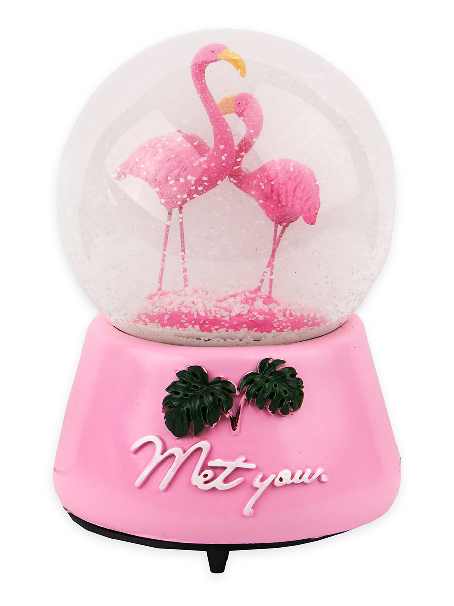 Сувенир музыкальный водяной шар Красивые фламинго Т-4878