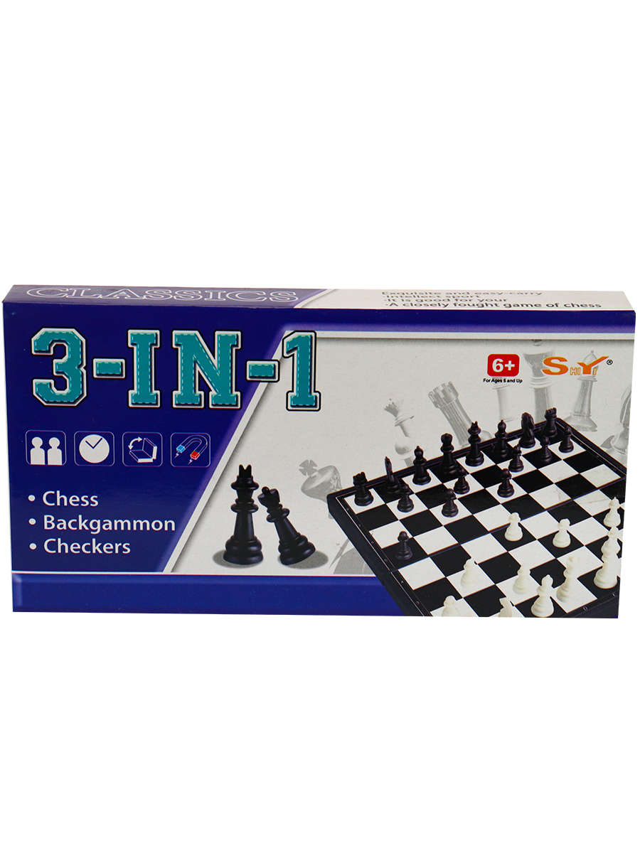 Игра 3 в 1: шашки, нарды, шахматы на магните (19х2,5х9,5) (Арт. 1550174)