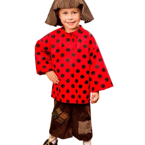 Карнавальный костюм детский Домовенок (р-р 30; комплект: головной убор, сорочка, брюки, текстильна