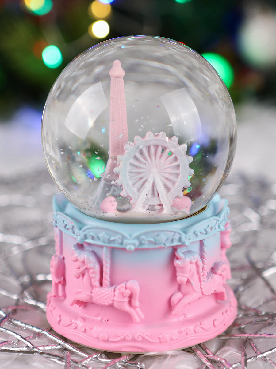 Сувенир музыкальные водяной шар с подсветкой Сказочный Париж, в ассортименте СМ-4303
