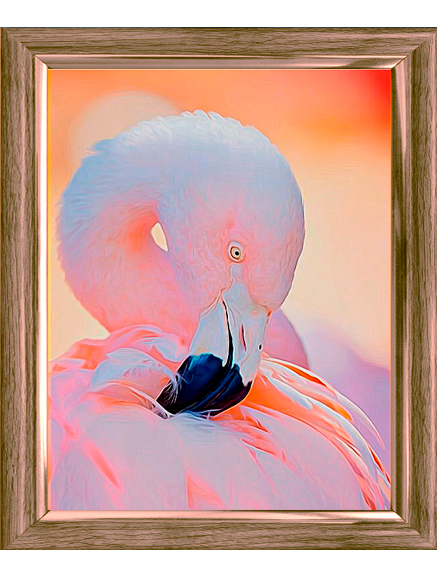 Холст с красками 22х30 см по номерам. Нежный фламинго. Арт. HS045 (Вид 1)