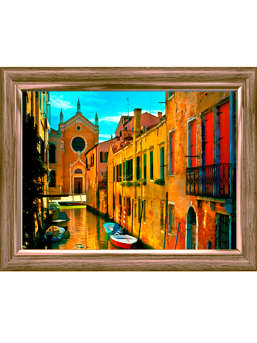 Холст с красками по номерам 22х30 см. Уютный венецианский пейзаж (Арт. HS236)