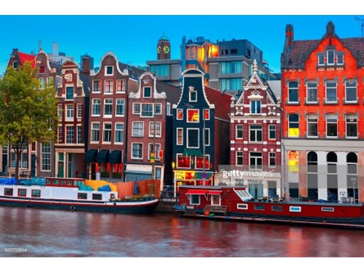 Холст с красками по номерам 22х30 см.Цветные дома в Амстердаме (Арт. HS102)
