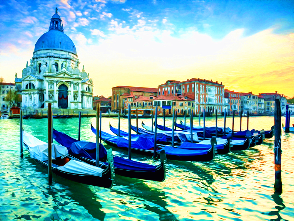 Холст с красками по номерам 22х30 см. (14 цв.) Венеция. Вид на Гранд-канал (Ат. HS237)