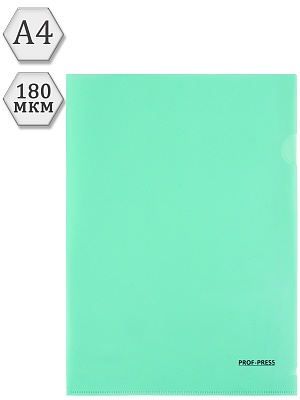 Папка-уголок, А4, 180мкм, зеленый (ПК-3038) кратно 30