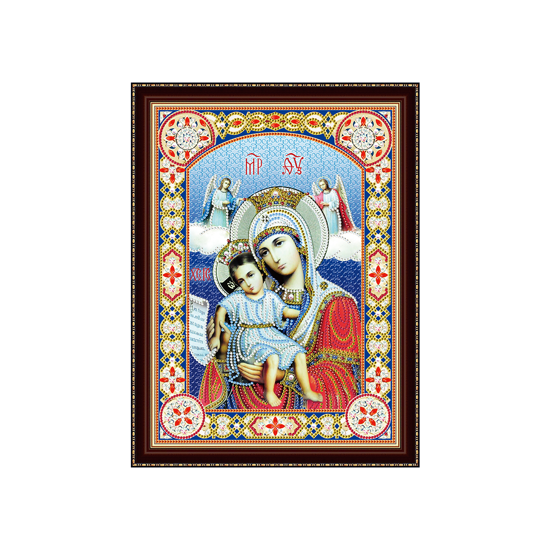 Алмазная мозаика 30х40 см с подрамником c част. зап. (блест) Икона Божией Матери №5 (Арт. BH30)