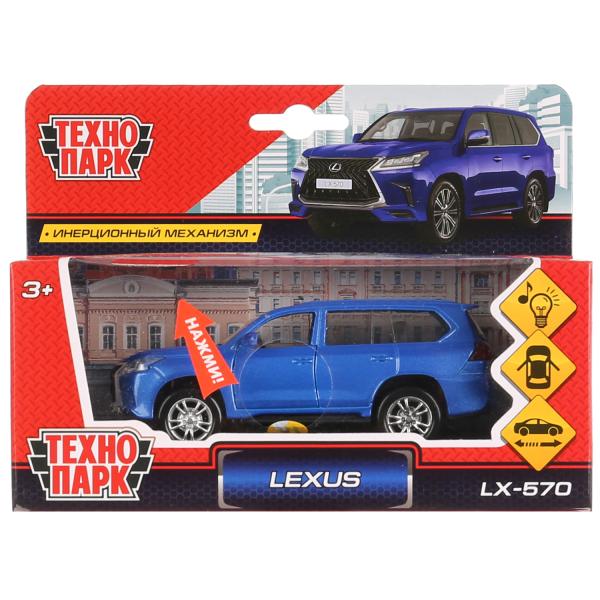 Машина металл свет-звук LEXUS LX-570 длина 12 см, двери, инерц, синий, кор. Технопарк в кор.2*36шт