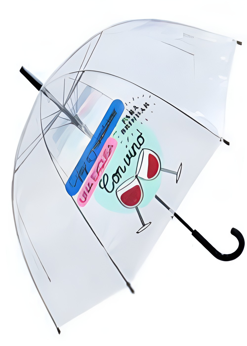 Зонт (60см) прозрачный, купольный Бокалы ПВХ в пакете (Арт. YS13-2)
