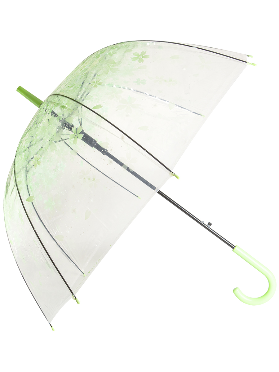 Зонт (60см) прозрачный Зеленые цветы ПВХ в пакете (Арт. YS14-3)