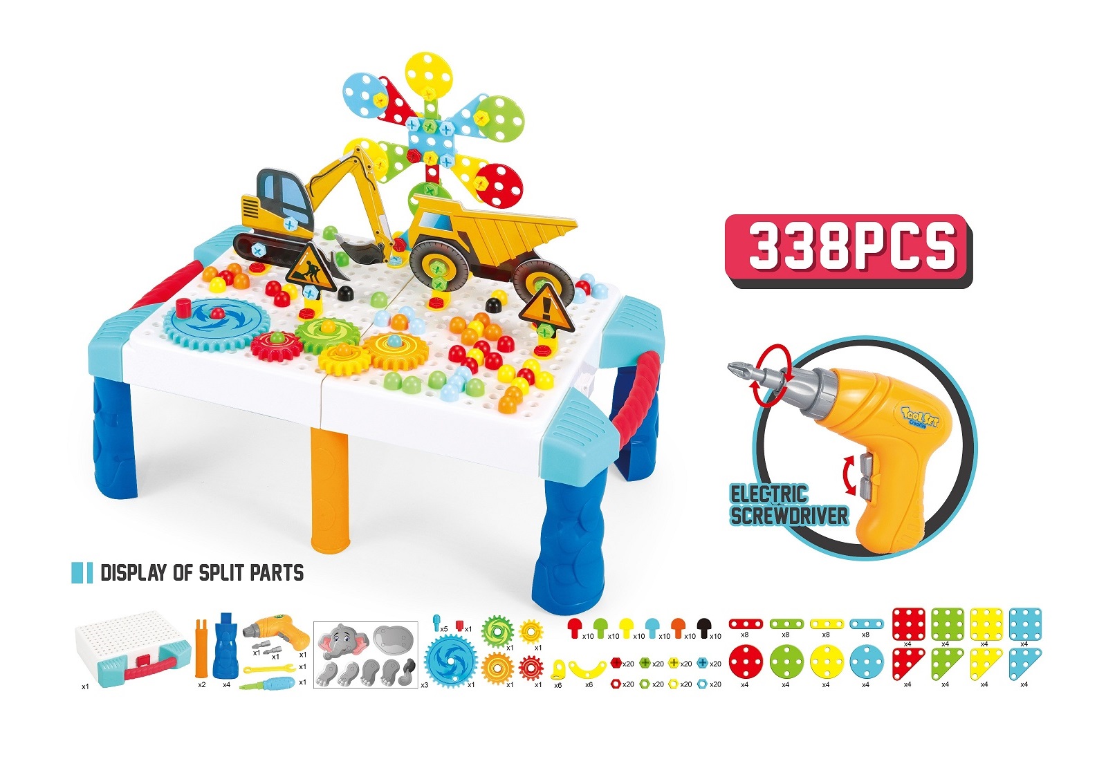 3D Конструктор-мозаика Мечта строителя-4 пластик., с дрелью (338 дет) (38х9х24см) (Арт. К-1733) (Вид 1)