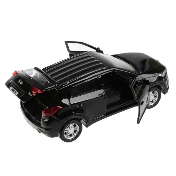 Машина металл HYUNDAI CRETA длина 12 см, двери, багаж, инерц, черный, кор. Технопарк в кор.2*36шт