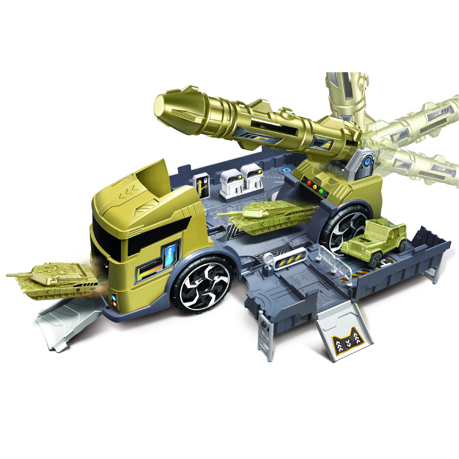 Игровой набор Handers Трейлер-мегабаза: военная  машина (39 см, трансформ., 2 машинки) (Вид 1)