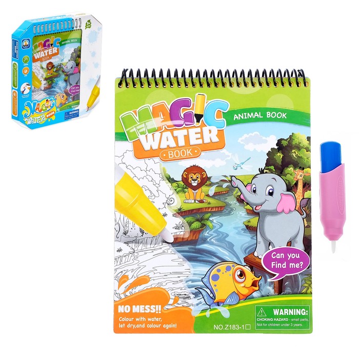 Книжка для рисования водой Изучаем животных с водным маркером 4387498