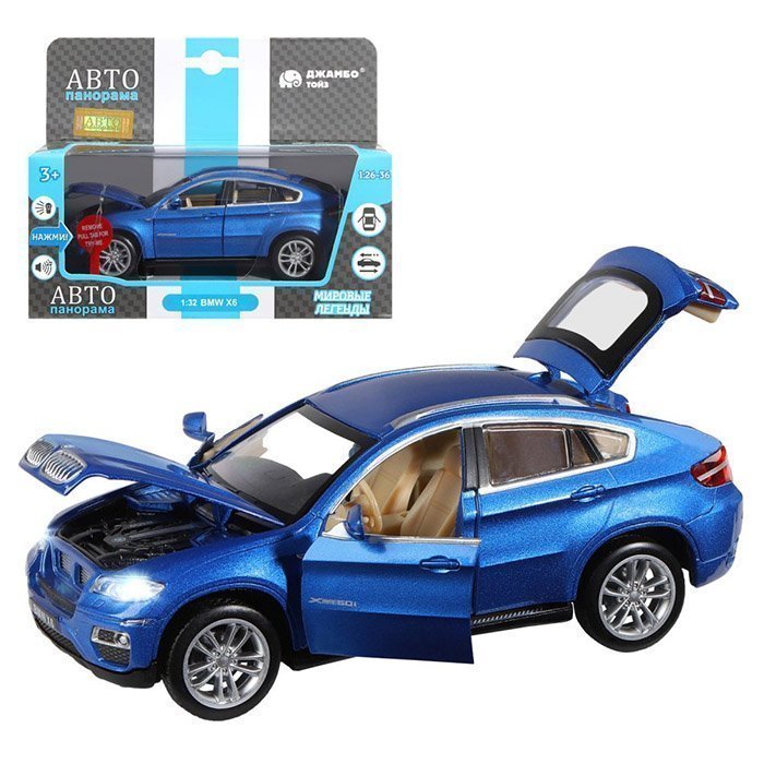 Модель 1:32 BMW X6, синий 1251394JB Автопанорама (Вид 1)