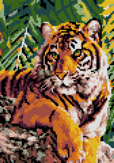 Ам-084 Алмазная мозаика 21*30 см (полное заполнение) Тигр на камне