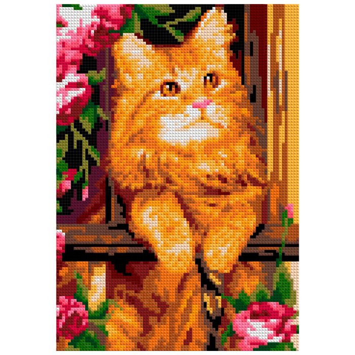 Ам-093 Алмазная мозаика 21*30 см (полное заполнение) Рыжий котик