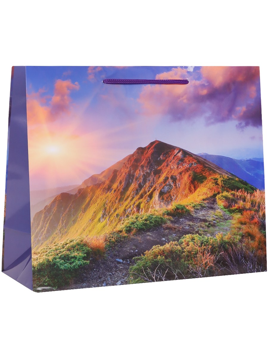 Пакет подарочный с глянц. лам. (горизонтальный)  23х18х10см(M)Прекрасный горный пейзаж,157г ППК-7411 (Вид 1)