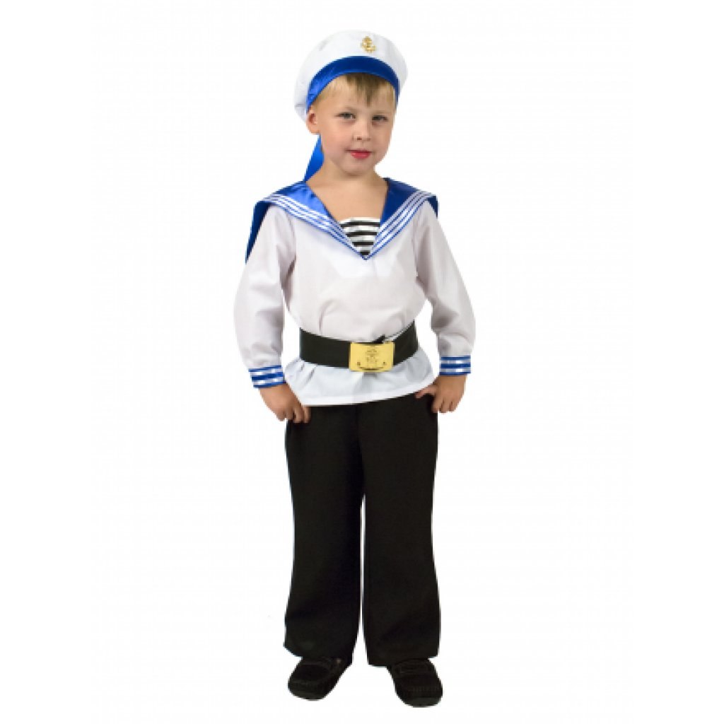 5703 Карнавальный костюм Матрос парадный ( Матросска, брюки, пилотка, ремень)  р.38 (Вид 1)