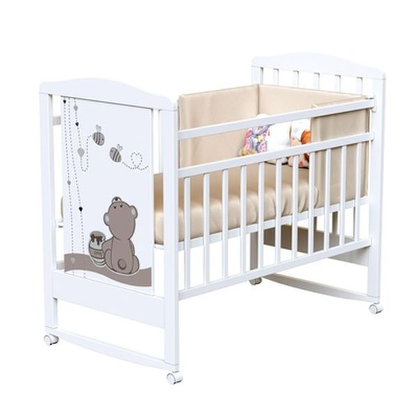 Кровать детская DREAM - HONEY BEAR  колесо-качалка (Bianco)