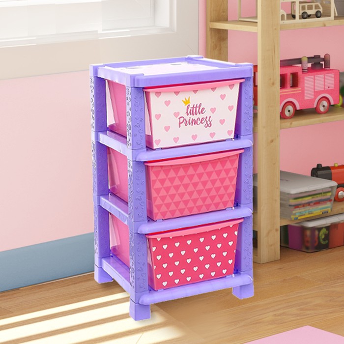 Система модульного хранения «Принцесса », 3 секции  цвет : фиолетово-розовый 6880927 (Вид 2)