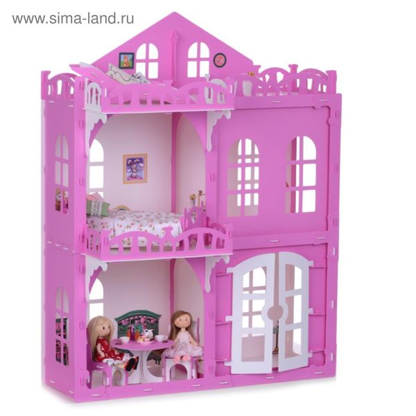 Домик для кукол Дом Элизабет бело-розовый с мебелью