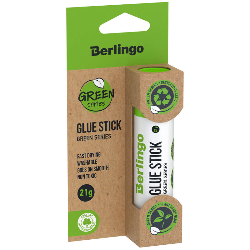 Клей-карандаш Berlingo Green Series, 21г, растительные компоненты (крахмал)