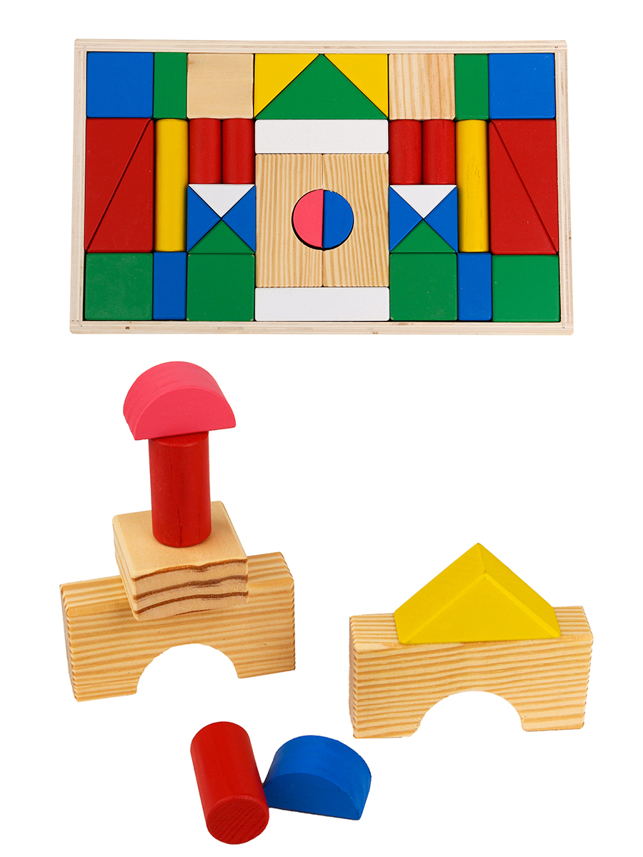 Деревянная игрушка. Конструктор (цветные строительные блоки) (32,5х19см) (Арт. AN02221)