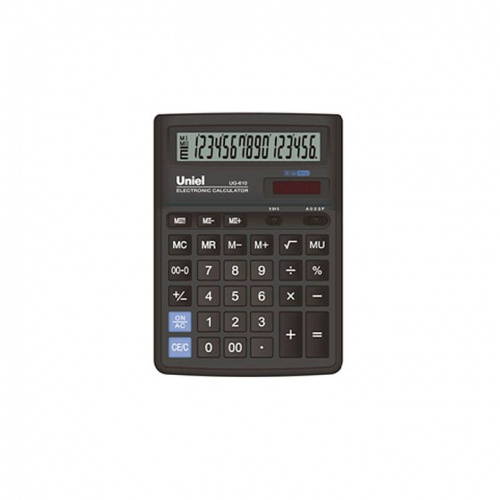 Калькулятор  UNIEL UG-610 бухгалтерский, 16 разр., двойное питание, черный (Вид 1)