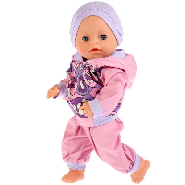 Одежда для кукол 40-42 см, розовый прогулочный костюм с шапочкой, в пакете, Карапуз в кор.150шт