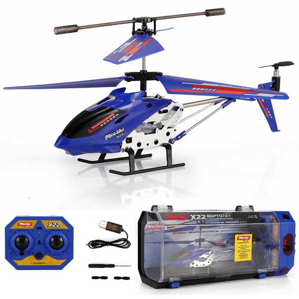 Вертолет и/к Mioshi Tech X22 синий (и/к, 180 мА-ч, 3,5 канала, пластиковый чемоданчик,  гироскоп,  (Вид 2)