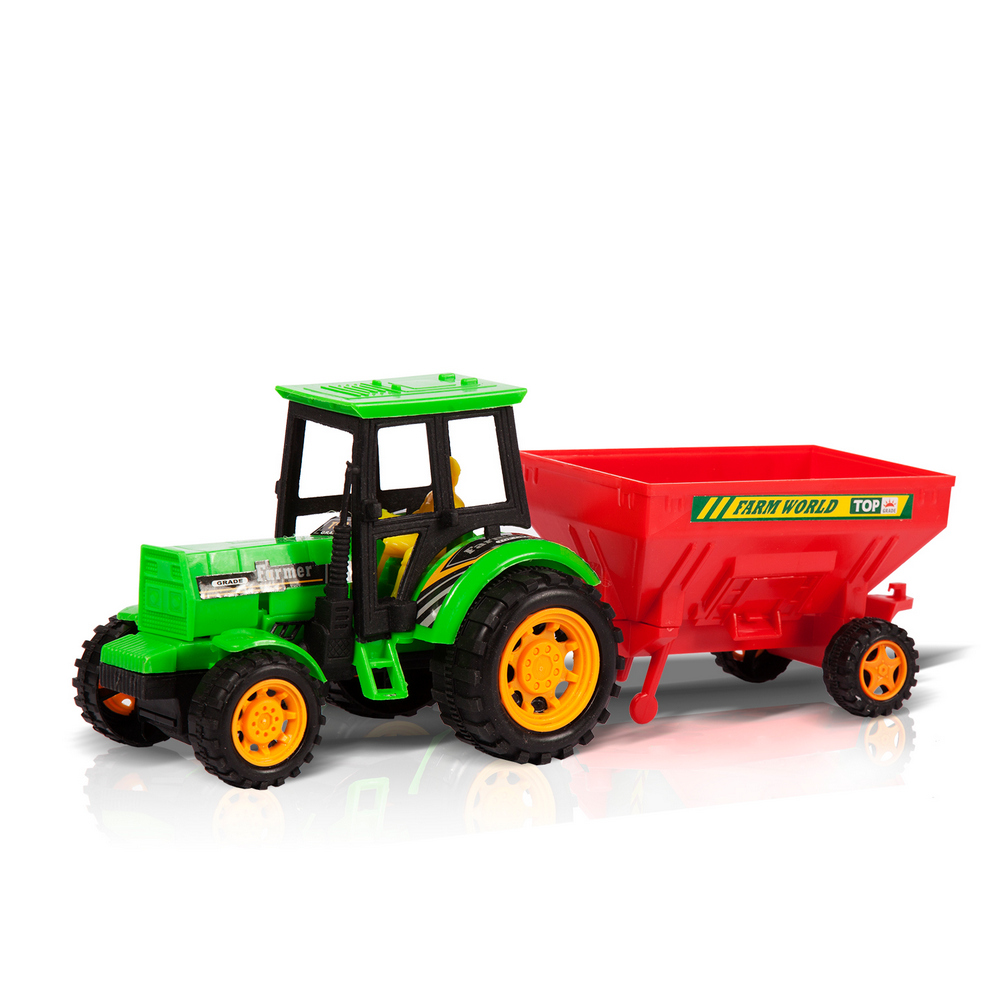 Фрикционная игрушка Handers Трактор с прицепом: Дорожные работы (25 см, животн., аксесс.)