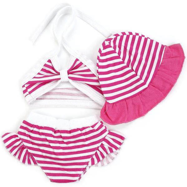 Комплект одежды для куклы Карапуз 40-42см, купальник, бело-розовый в пак. в кор.200шт  