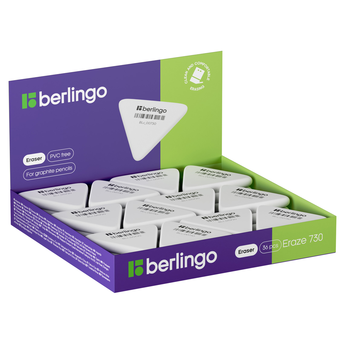 Ластик Berlingo Eraze 730 треугольный, термопластичная резина, 50*44*7мм (большой) (Вид 1)