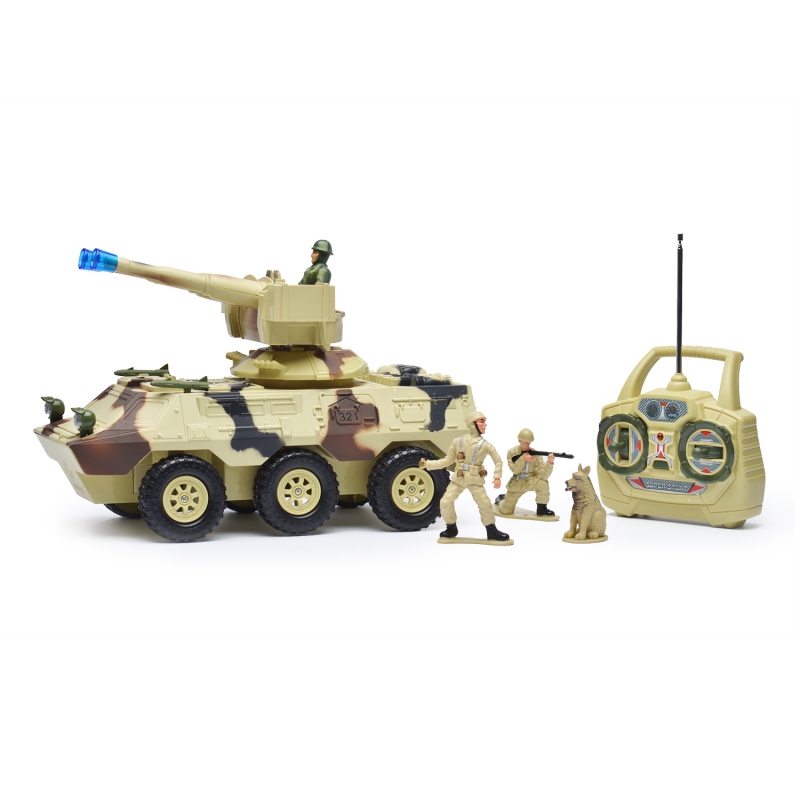 Р/У игрушка Вездеход с пулеметной установкой MioshiArmy (30см, с фигурками 2 солдата и 1 собака, п