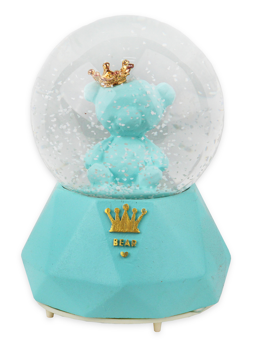 Сувенир музыкальный водяной шар Мишка,голубой Т-4893