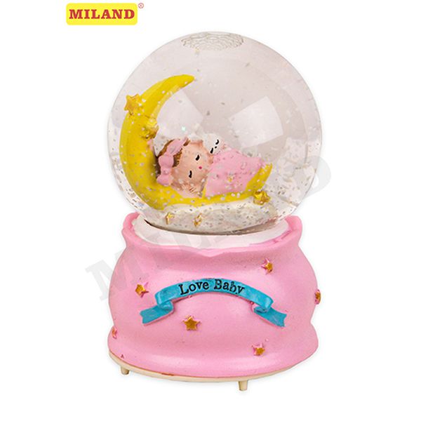 Сувенир музыкальный водяной шар Милая малышка,розовый Т-4886