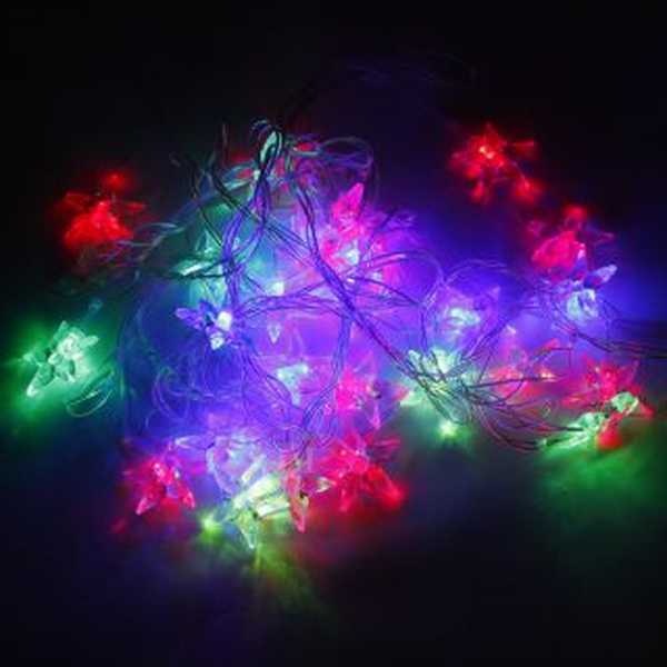 Гирлянда 30 LED Звезды 3,5 см , цветное свечение, прозрачный провод, 5м (Вид 1)