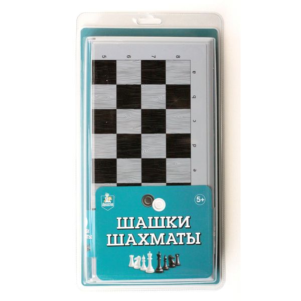 Игра настольная Шашки-Шахматы (бол, сер) блистер арт.03894