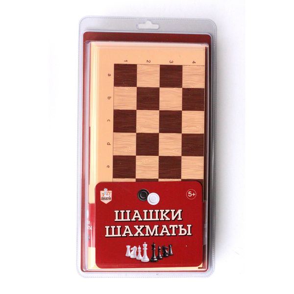 Игра настольная Шашки-Шахматы (бол, беж) блистер арт.03888