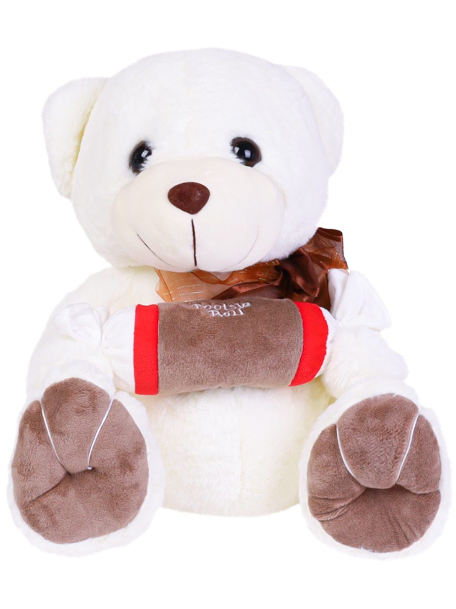Мягкая игрушка (36 см) Медвежонок с конфетой белый (арт. MR08) (Вид 1)