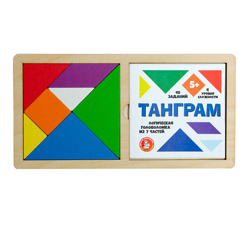 Игра головоломка деревянная Танграм (цв, бол) арт.00788