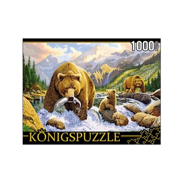 63. Konigspuzzle. ПАЗЛЫ 1000 элементов. МГК1000-6471 МЕДВЕДИ НА РЫБАЛКЕ