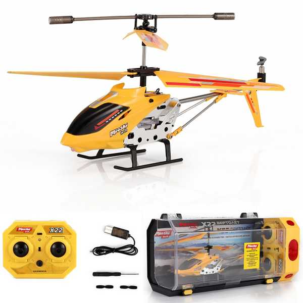 Вертолет и/к Mioshi Tech  X22 желтый (и/к,180 мА-ч, 3,5 канала, пластиковый чемоданчик,  гироскоп, (Вид 2)