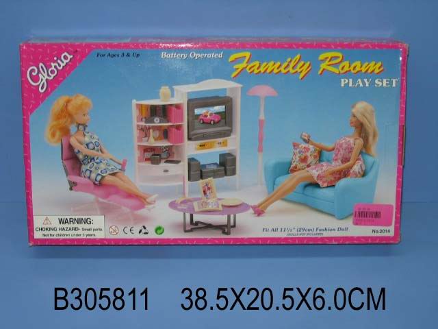 Игровой набор мебели (38,5х20,5х6) Гостиная с телевизором (кукла не вх. в компл.) (Арт. 305811) (Вид 1)