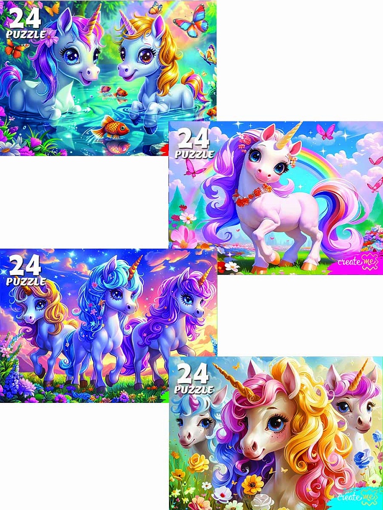 ПАЗЛЫ 24 элемента. ЧУДЕСНЫЕ ЕДИНОРОГИ №27 кратно 32 (арт. П24-6622)