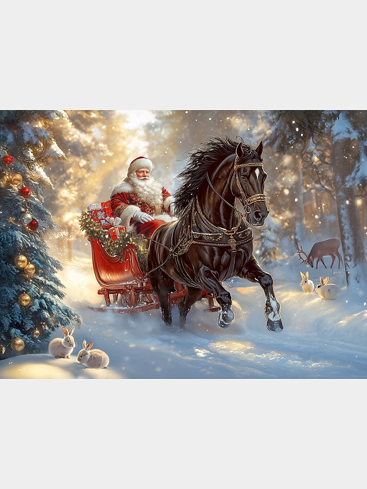 Холст с красками 22х30 см по номерам в коробке (16цв.) Упряжка Деда Мороза (арт. ХК-0504)